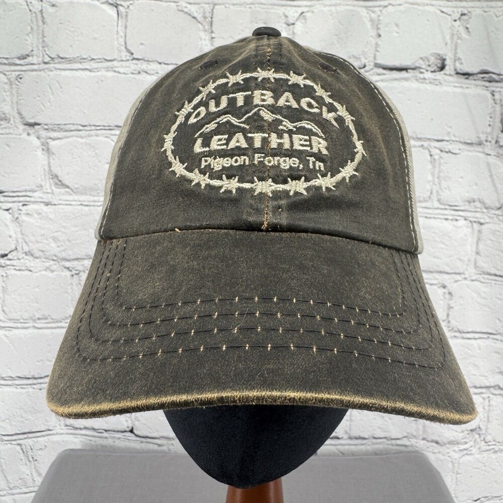 New Outback Leather Pigeon Forge Tn Hat Adjustable Strap Back Cap